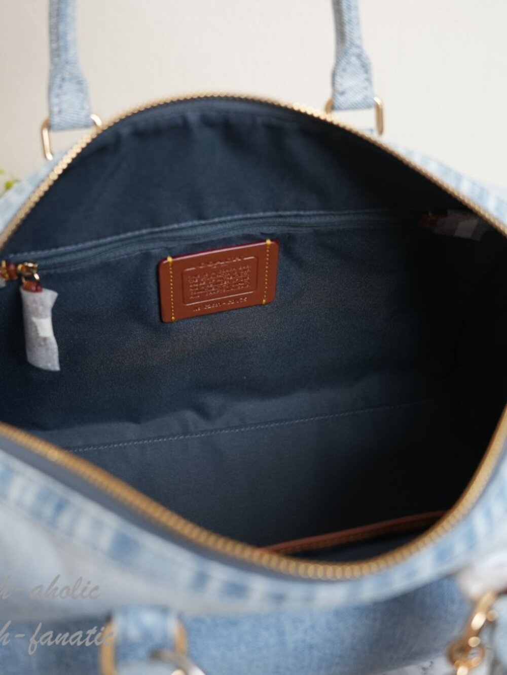 Coach CDY75 Rowan Large Satchel Bag In Loved Denim With Charms Light Indigo NWT - Picture 15 of 16